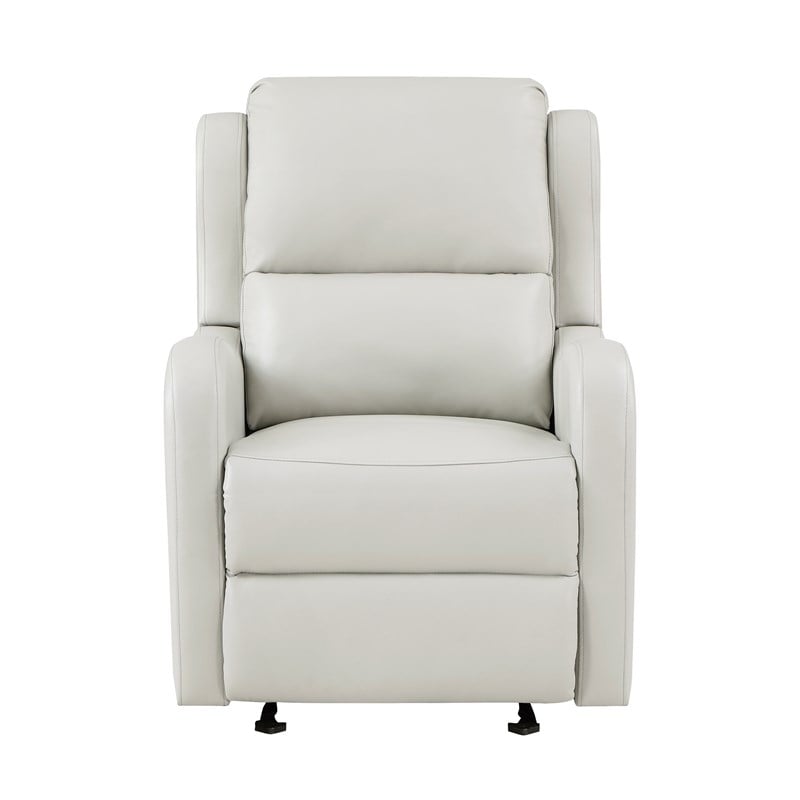Pemberly Row Faux Leather Glider Manual Recliner 300 lbs Capacity in Taupe