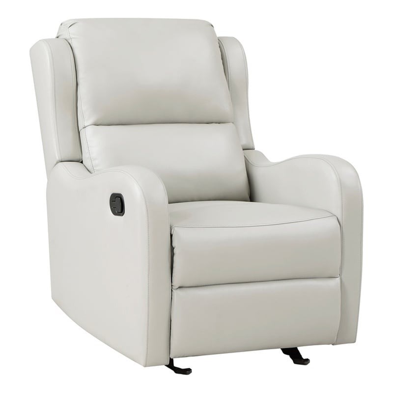 Pemberly Row Faux Leather Glider Manual Recliner 300 lbs Capacity in Taupe