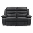 Pemberly Row 2-Piece Top Grain Leather Power Reclining Sofa Set in Black