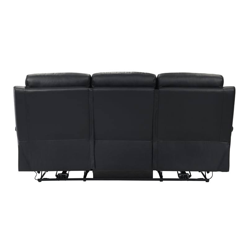 Pemberly Row 2-Piece Top Grain Leather Power Reclining Sofa Set in Black