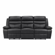 Pemberly Row 2-Piece Top Grain Leather Power Reclining Sofa Set in Black