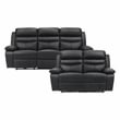 Pemberly Row 2-Piece Top Grain Leather Power Reclining Sofa Set in Black
