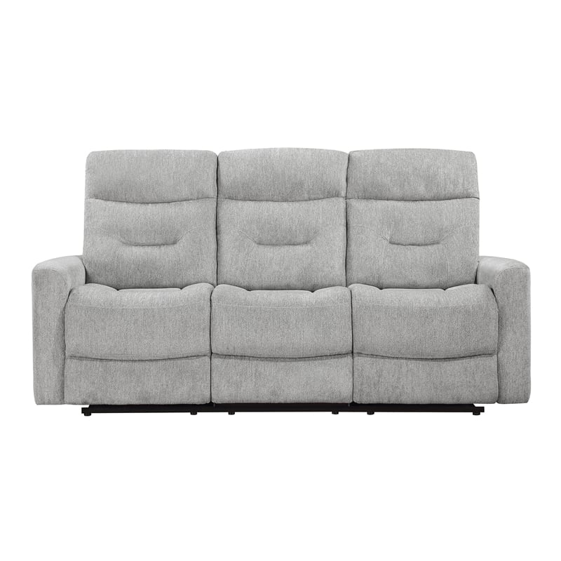 Pemberly Row 2-Piece Chenille Reclining Sofa Set with Console in Gray