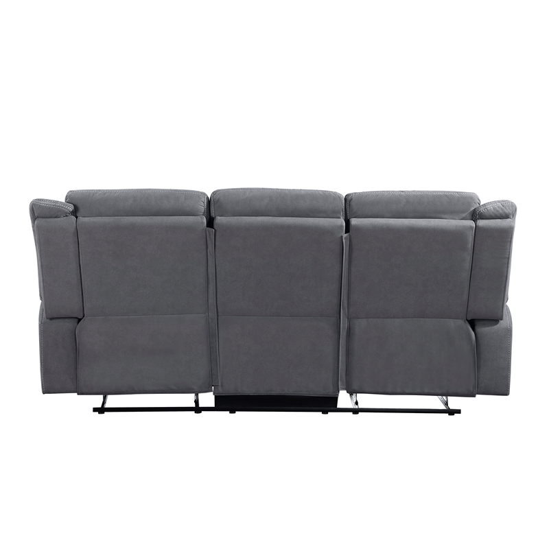 Pemberly Row 2-Piece Polished Microfiber Double Reclining Sofa Set in Gray