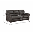 Pemberly Row Top Grain Leather 2-Piece Sofa Set with Nailhead Trim in Dark Brown