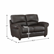 Pemberly Row Top Grain Leather 2-Piece Sofa Set with Nailhead Trim in Dark Brown