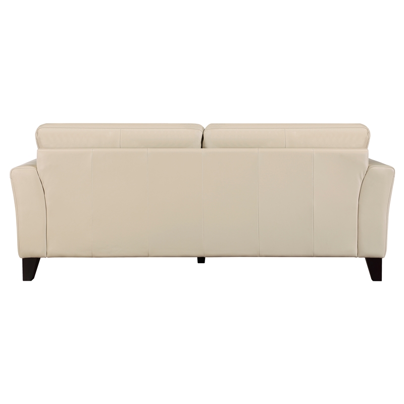 Pemberly Row Top Grain Leather 2-Piece Sofa Set with Geometric Tufting in Cream