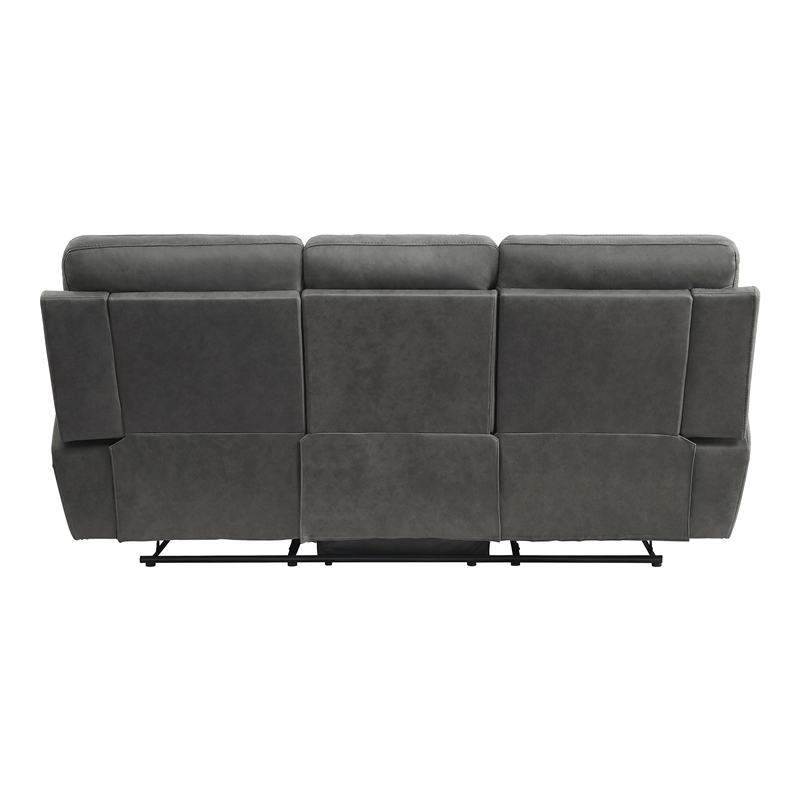 Pemberly Row Microfiber 2-Piece Manual Reclining Sofa Set with Console in Gray