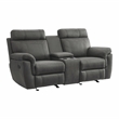 Pemberly Row Microfiber 2-Piece Manual Reclining Sofa Set with Console in Gray