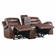 Pemberly Row Faux Leather 2-Piece Power Reclining Sofa Set with Nailhead - Brown
