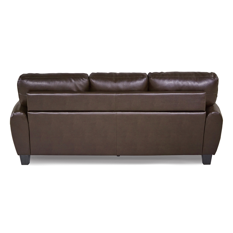 Pemberly Row Faux Leather 2-Piece Retro-Style Sofa Set 300 lbs in Dark Brown