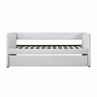 Pemberly Row Textured Fabric Daybed with Pull-Out Trundle 300 lbs in Gray