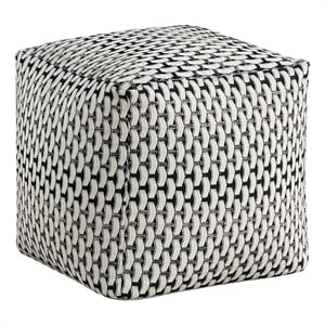 Pemberly Row Jacquard Basketweave Square Accent Pouf 300 lbs in Multi-Color