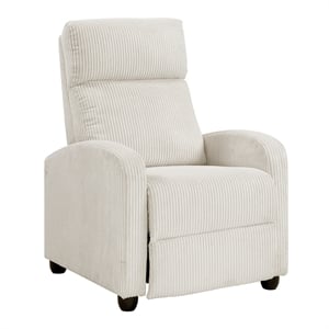 Pemberly Row Corduroy Push Back Reclining Chair 300 lbs in Beige
