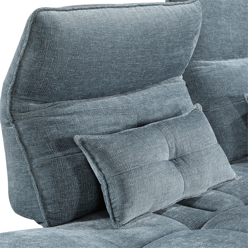 Pemberly Row Chenille Sofa with Power Seat Depth and Headrests in Blue