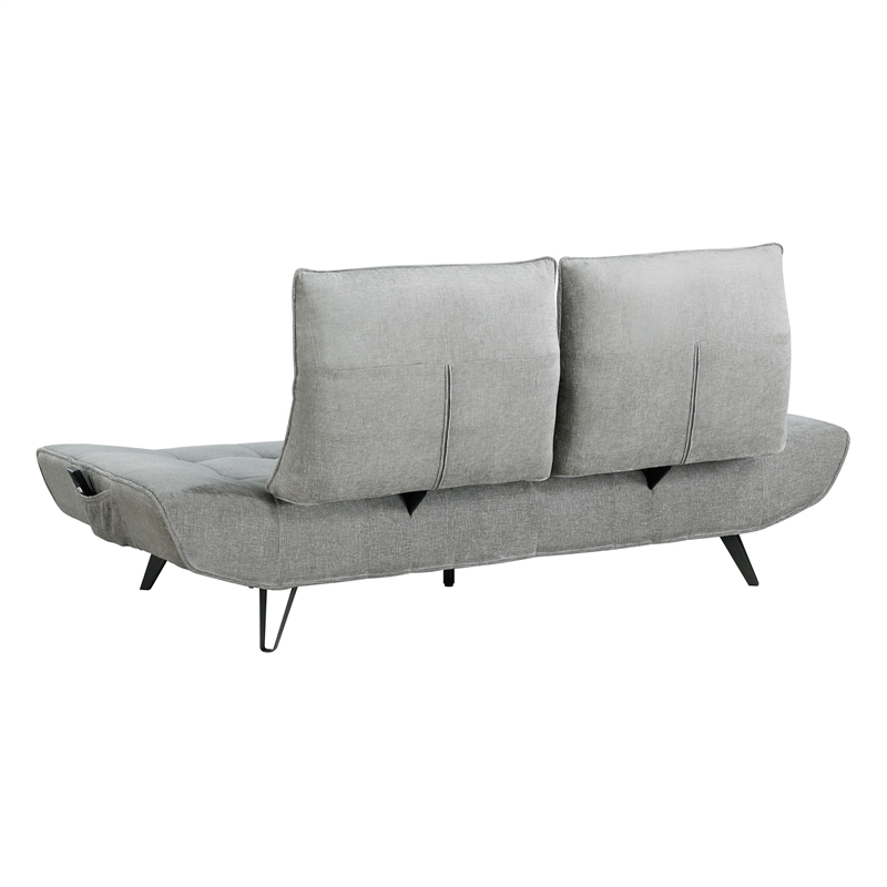 Pemberly Row Chenille Sofa with Power Seat Depth and Headrests in Gray