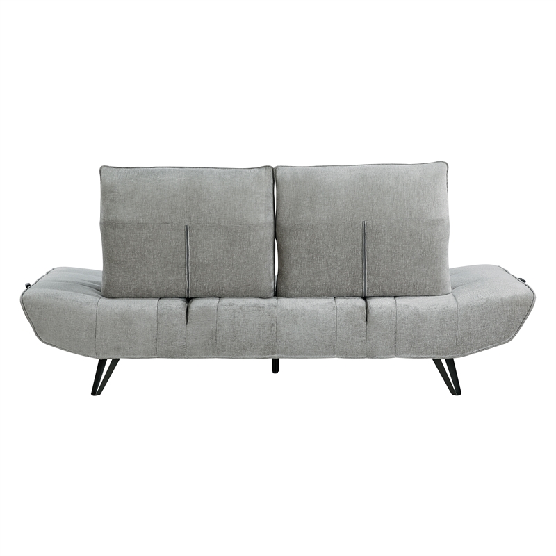 Pemberly Row Chenille Sofa with Power Seat Depth and Headrests in Gray