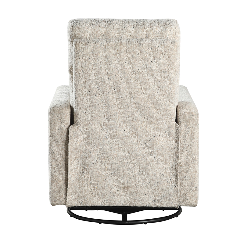 Pemberly Row Chenille Swivel Glider Reclining Chair 300 lbs in Quartz