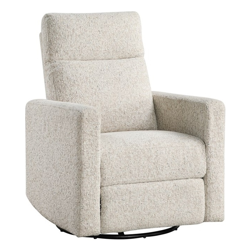 Pemberly Row Chenille Swivel Glider Reclining Chair 300 lbs in Quartz