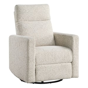 Pemberly Row Chenille Swivel Glider Reclining Chair 300 lbs in Quartz