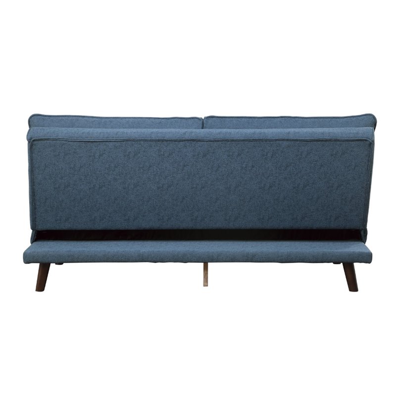Pemberly Row Textured Fabric Click Clack Convertible Armless Sofa in Blue
