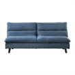 Pemberly Row Textured Fabric Click Clack Convertible Armless Sofa in Blue