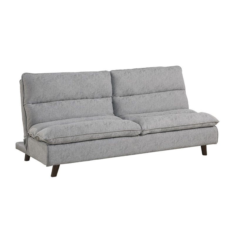 Pemberly Row Textured Fabric Click Clack Convertible Armless Sofa in Light Gray