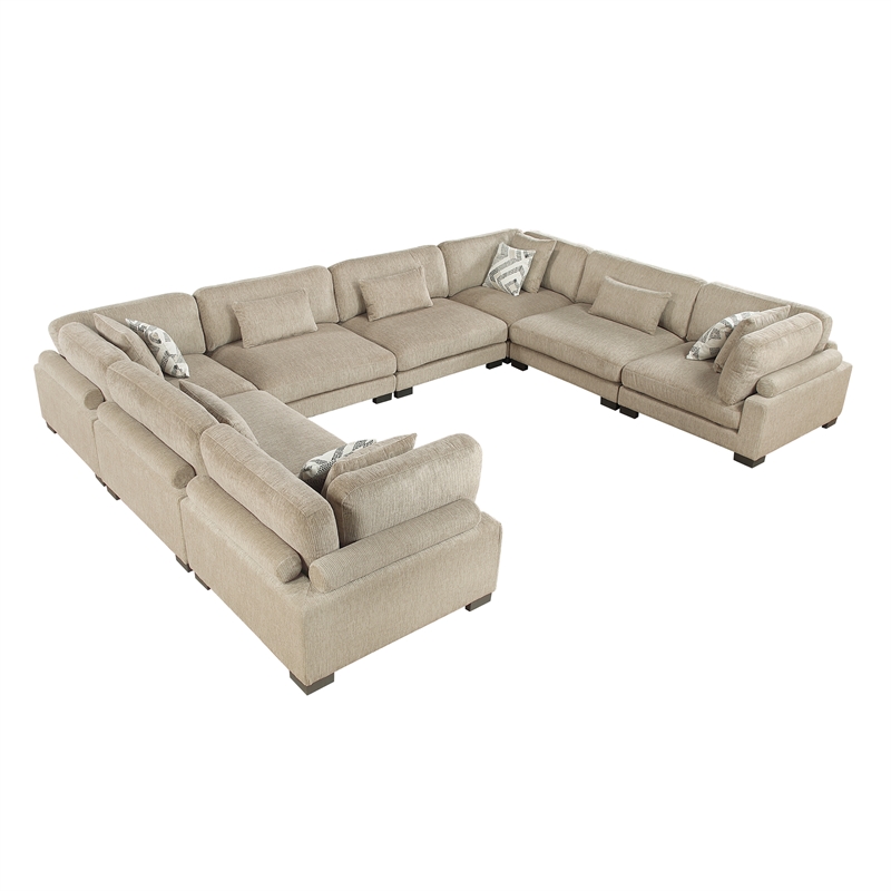 Pemberly Row Microfiber 8-Piece Modular Sectional 300 lbs in Brown