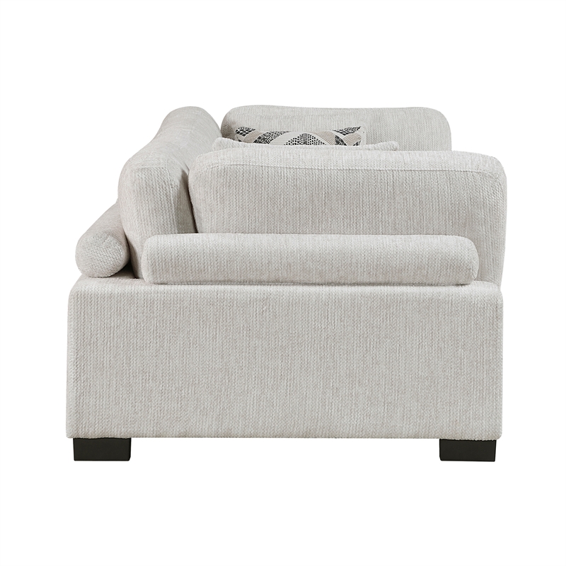 Pemberly Row Textured Microfiber Modular Love Seat with Pillows 300 lbs in Beige
