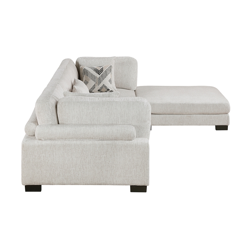 Pemberly Row Microfiber 4-Piece Modular Sectional with Ottoman 300 lbs in Beige