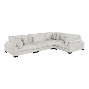 Pemberly Row Microfiber 4-Piece Modular Sectional with Pillows 300 lbs in Beige