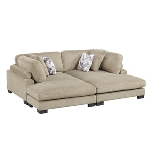 Pemberly Row Microfiber 2-Piece Modular Chaise Set 300 lbs in Brown