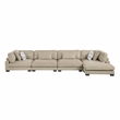 Pemberly Row Microfiber 4-Piece Modular Sectional with Chaise 300 lbs in Brown