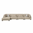 Pemberly Row Microfiber 4-Piece Modular Sectional with Chaise 300 lbs in Brown