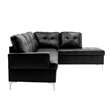 Pemberly Row Faux Leather Tufted Sectional with Chaise in Black