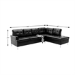 Pemberly Row Faux Leather Tufted Sectional with Chaise in Black