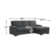 Pemberly Row Chenille Sectional with Right Chaise Pull-Out Bed & Storage in Gray