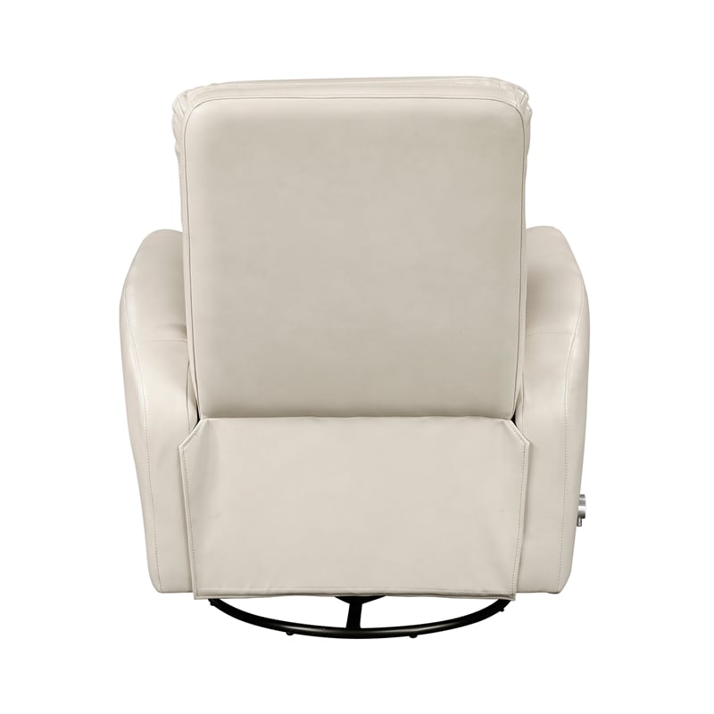 Pemberly Row Faux Leather Swivel Glider Recliner 300 lbs in Beige