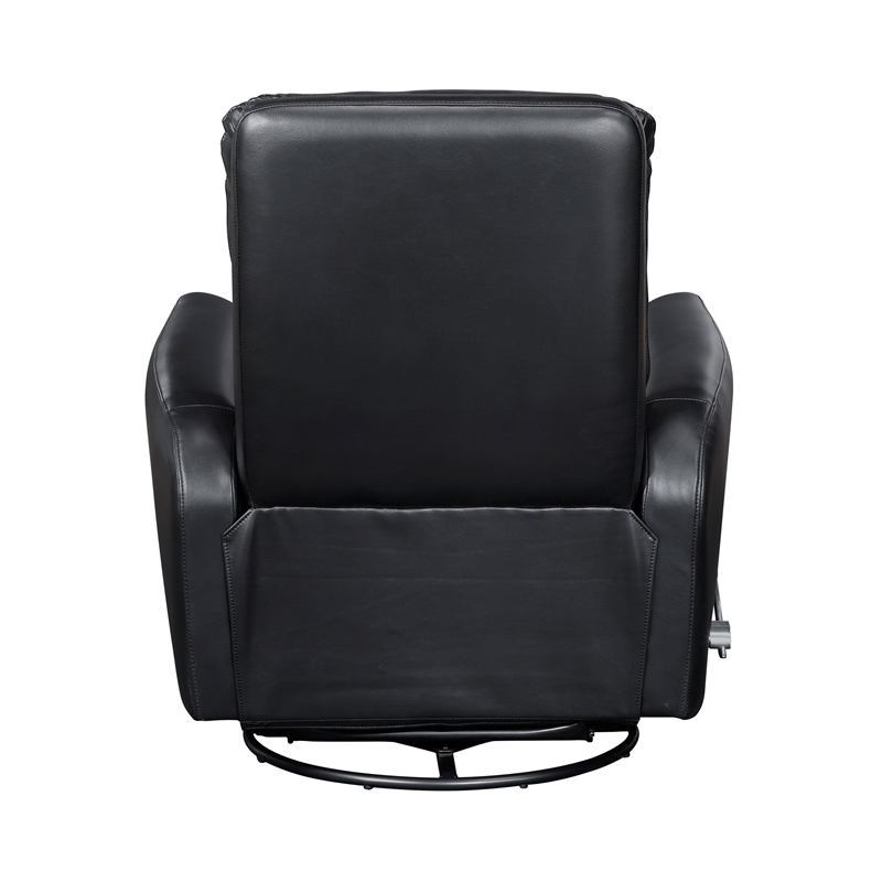 Pemberly Row Faux Leather Swivel Glider Recliner 300 lbs in Black