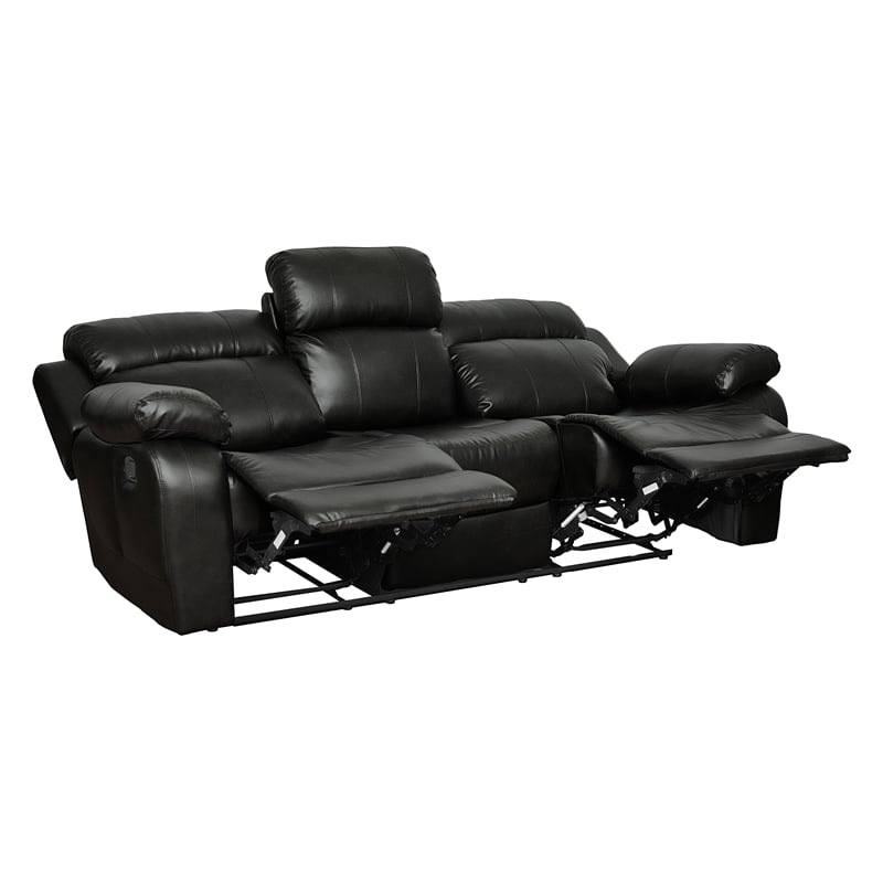 Pemberly Row 2-Piece Manual Reclining Sofa Set with Cup Holders in Black