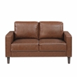Pemberly Row Faux Leather Loveseat with Square Arms 300 lbs in Chocolate