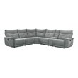 Pemberly Row 6-Piece Fabric Sectional with 3 Recliners and Console in Dark Gray