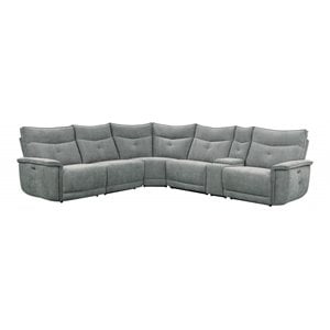 Pemberly Row 6-Piece Power Sectional with 3 Recliners USB & Console in Dark Gray