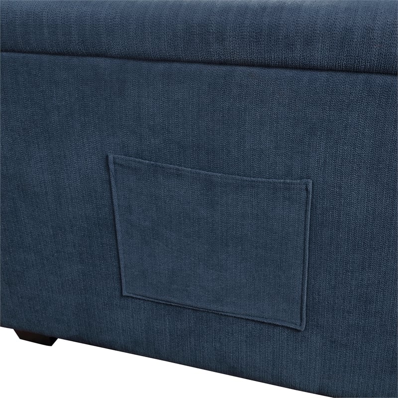 Pemberly Row Textured Reversible Sectional with Pull-Out Bed and Storage in Blue