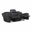 Pemberly Row Polished Microfiber Dual Reclining Sofa 300 lbs in Black