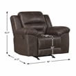 Pemberly Row Microfiber Rocker Recliner with Tab Pull 300 lbs in Dark Brown