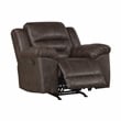 Pemberly Row Microfiber Rocker Recliner with Tab Pull 300 lbs in Dark Brown