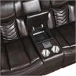 Pemberly Row Faux Leather Dark Brown 3-Piece Power Reclining Sectional with LED