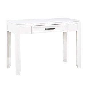 Pemberly Row Wood Writing Desk with Drawer and Bar Pull in White