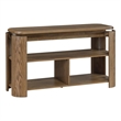 Pemberly Row Oak Veneer Console Sofa Table with 2 Shelves in Brown
